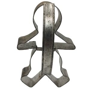 Primitive Cookie‎ Cutter Tin Gingerbread Man Strap Handle Five Inches Holiday